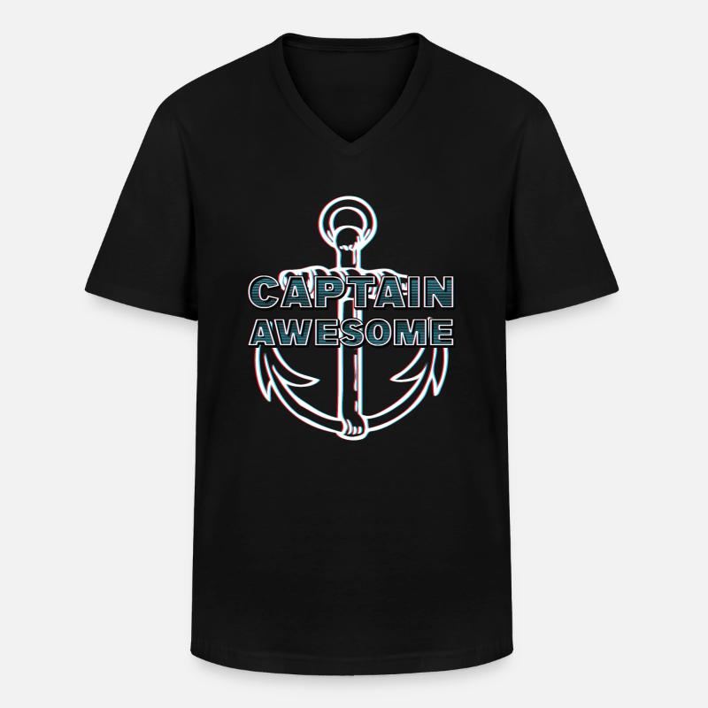 CAPTAIN AWESOME GLITCH - Männer-T-Shirt mit V-Ausschnitt - Schwarz