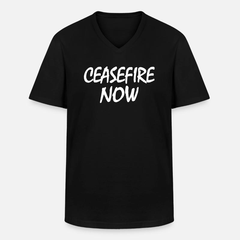 Ceasefire now - Männer-T-Shirt mit V-Ausschnitt - Schwarz