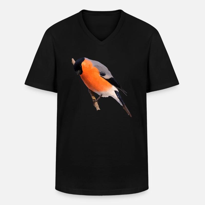 Gimpel Dompfaff sitzt auf Ast - Männer-T-Shirt mit V-Ausschnitt - Schwarz