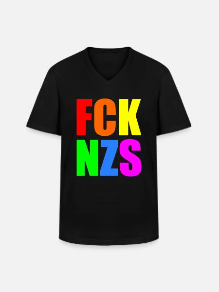 Fck nzs - Männer-T-Shirt mit V-Ausschnitt - Schwarz
