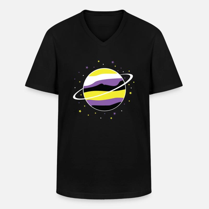 Nonbinary Planet Nonbinary Pride - Men's V-Neck T-Shirt - black