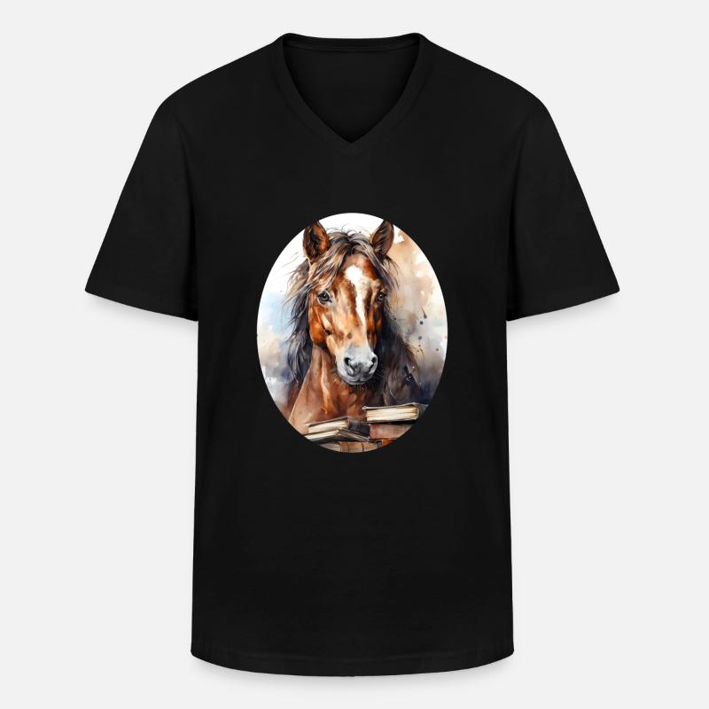 Pferd - Männer-T-Shirt mit V-Ausschnitt - Schwarz
