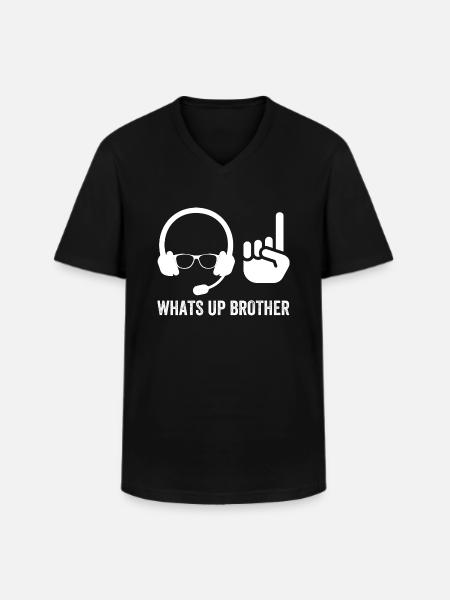 Whats Up Brother - Men's V-Neck T-Shirt - black