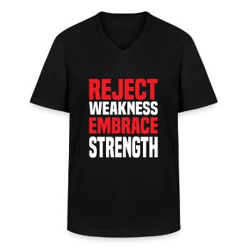 Reject Weakness Embrace Strength Sigma Male - Männer-T-Shirt mit V-Ausschnitt - Schwarz - Vorne - AI Model Male 178 dark (178cm)