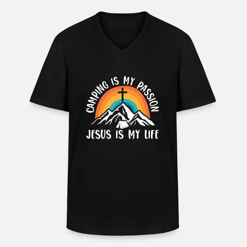 Jesus - Männer-T-Shirt mit V-Ausschnitt - Schwarz