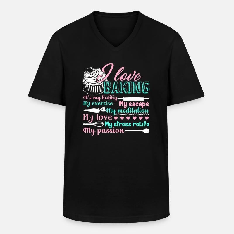 Bäcker Ich liebe Backen - Männer-T-Shirt mit V-Ausschnitt - Schwarz