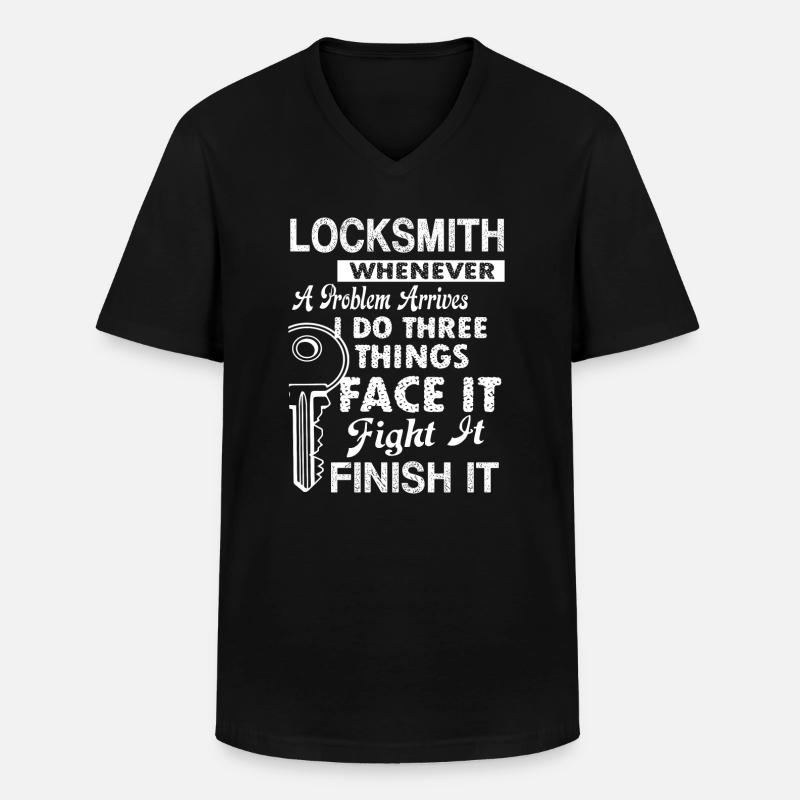 Locksmith Locksmith Solves Problem - Men's V-Neck T-Shirt - black