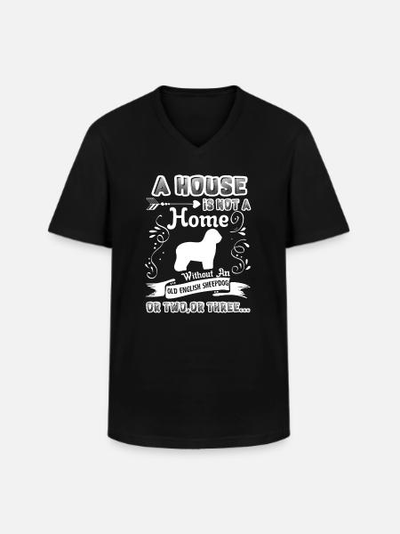 Home Without Old English Sheepdog - Men's V-Neck T-Shirt - black