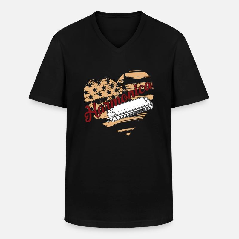 Harmonica Harmonica Flag - Men's V-Neck T-Shirt - black