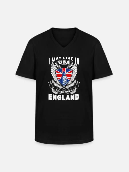 I May Live In USA But I Was Made In England - Men's V-Neck T-Shirt - black