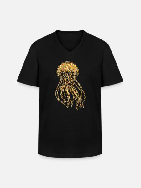 Jellyfish Geometric - Men's V-Neck T-Shirt - black