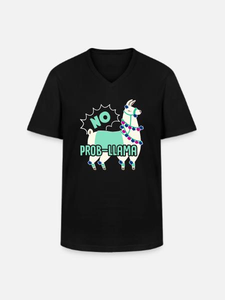 Llama No Prob Llama - Men's V-Neck T-Shirt - black