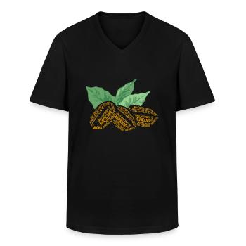 Kaffeebohne und Kaffeepflanze Wortwolke - Männer-T-Shirt mit V-Ausschnitt - Schwarz - Vorne - AI Model Male 178 dark (178cm)