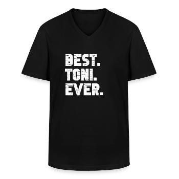 Best Toni Ever Popular Birth Names Toni Costume - Men's V-Neck T-Shirt - black - Front - AI Model Male 178 dark (178cm)