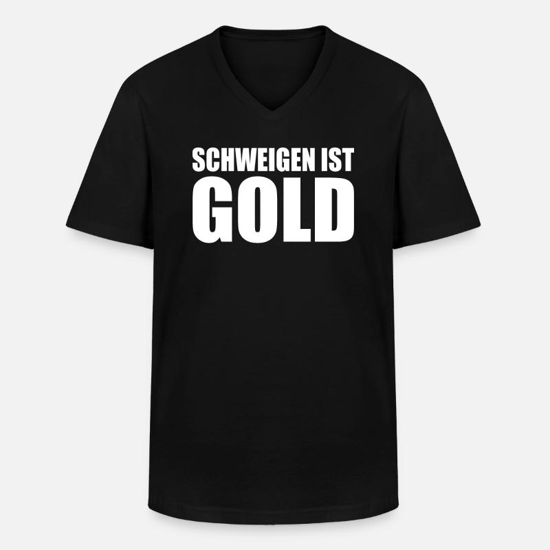 schweigen ist gold - Männer-T-Shirt mit V-Ausschnitt - Schwarz