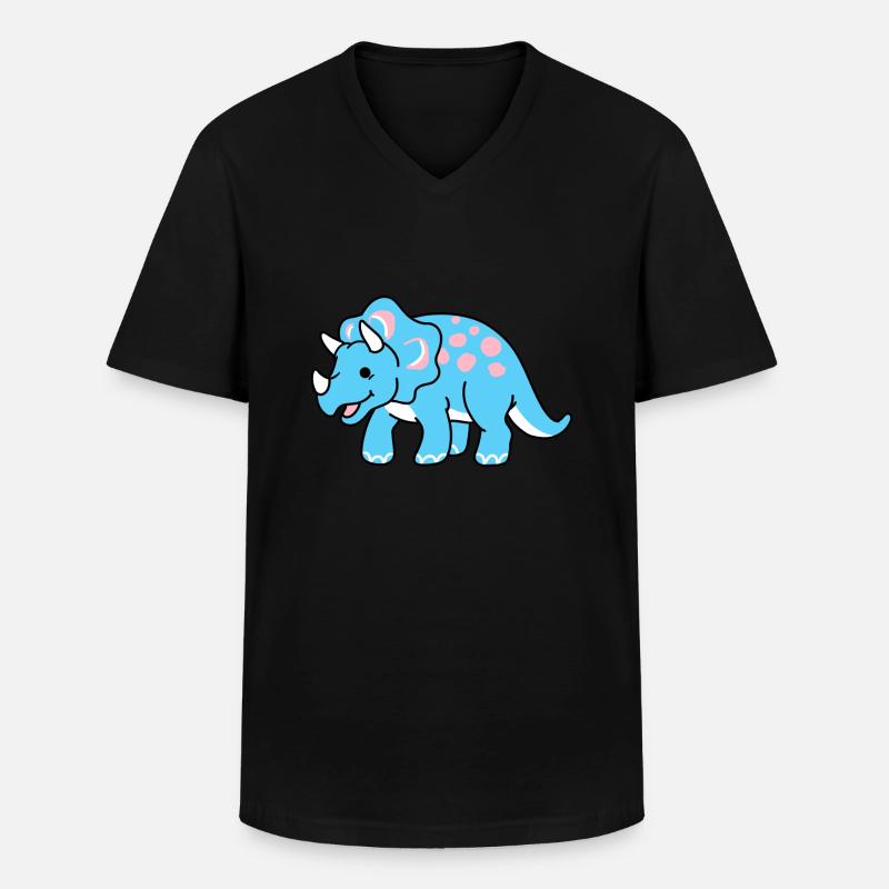 Trans Pride Triceratops - Männer-T-Shirt mit V-Ausschnitt - Schwarz