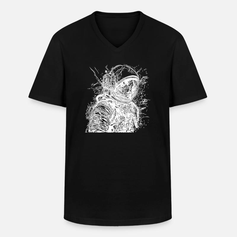 Vintager Astronaut mit Helm - Männer-T-Shirt mit V-Ausschnitt - Schwarz