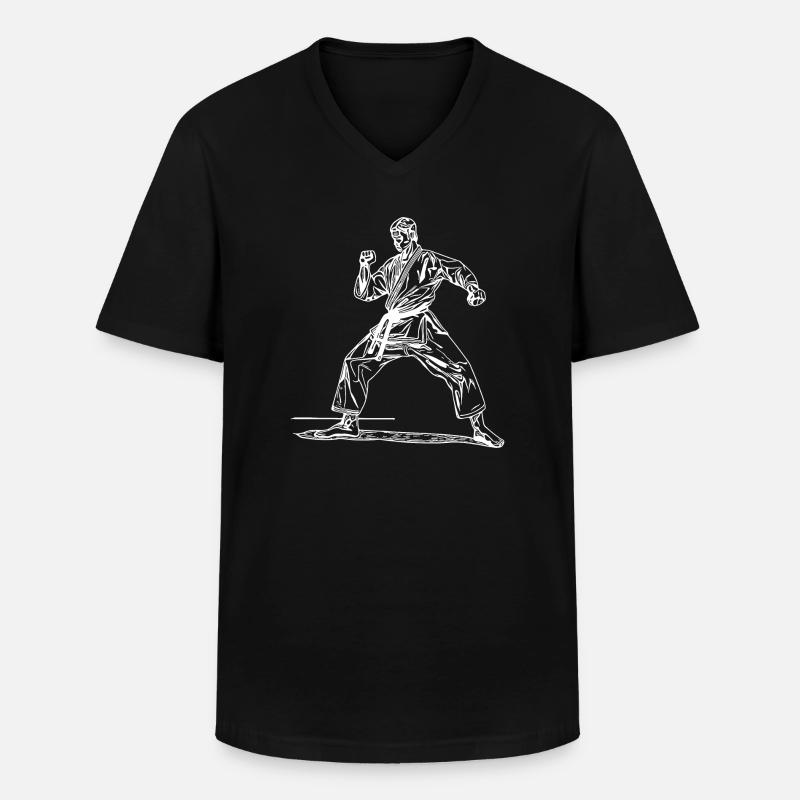 Judo Trainer in Kampfpose - Männer-T-Shirt mit V-Ausschnitt - Schwarz