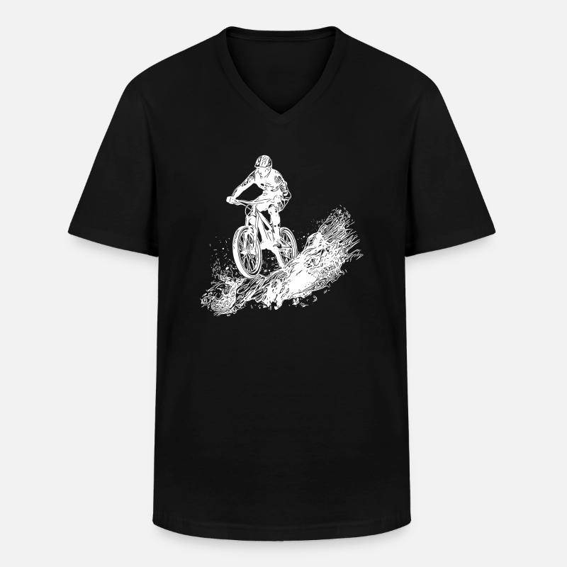 Radfahrer Schlamm Berg Abfahrt - Männer-T-Shirt mit V-Ausschnitt - Schwarz