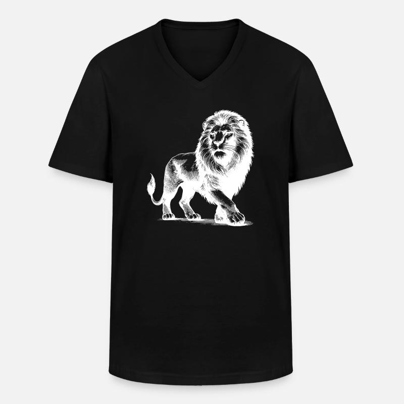Eleganter stolzer Löwe - Männer-T-Shirt mit V-Ausschnitt - Schwarz
