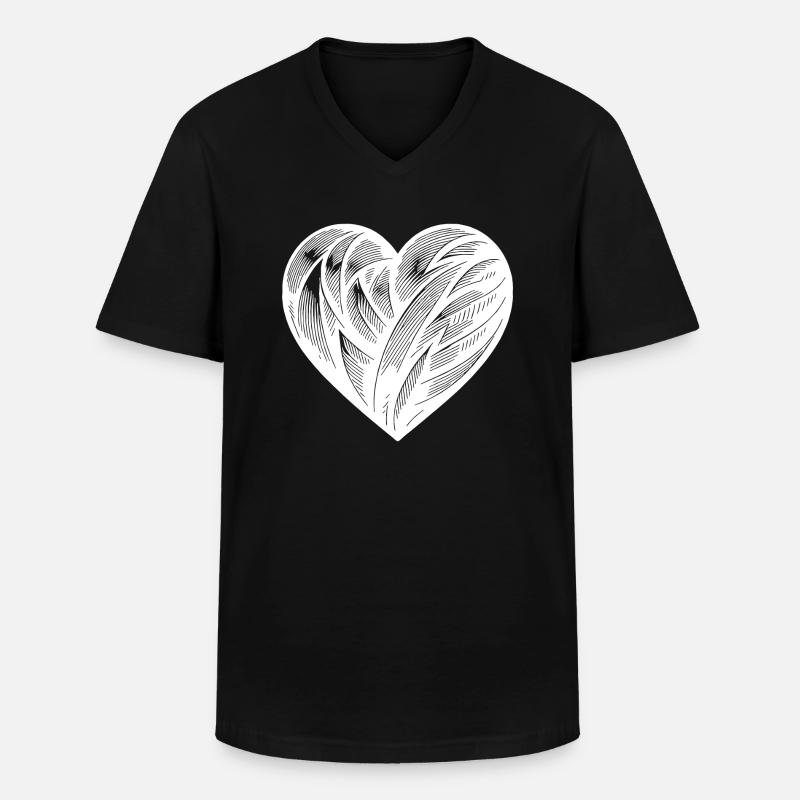 Elegantes Tattoo Herz - Männer-T-Shirt mit V-Ausschnitt - Schwarz