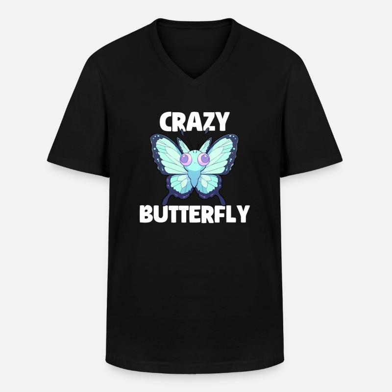 Crazy Butterfly - Männer-T-Shirt mit V-Ausschnitt - Schwarz