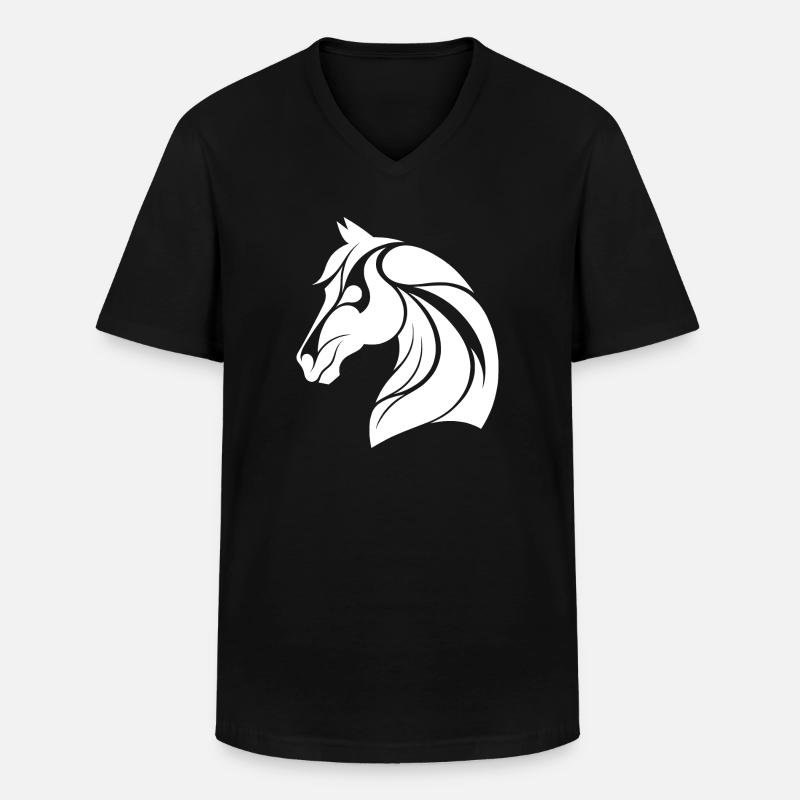 Eleganter Pferdekopf - Männer-T-Shirt mit V-Ausschnitt - Schwarz