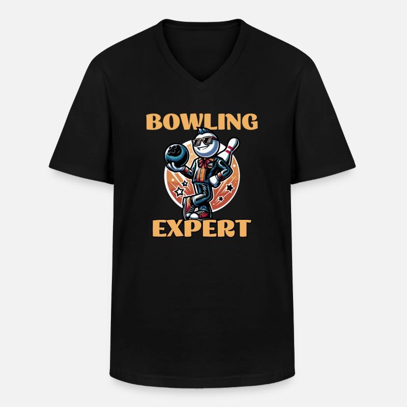 Bowling Expert - Männer-T-Shirt mit V-Ausschnitt - Schwarz
