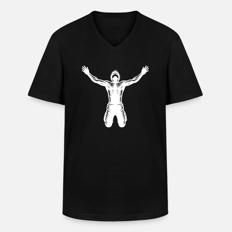 Springender Mann - Männer-T-Shirt mit V-Ausschnitt - Schwarz