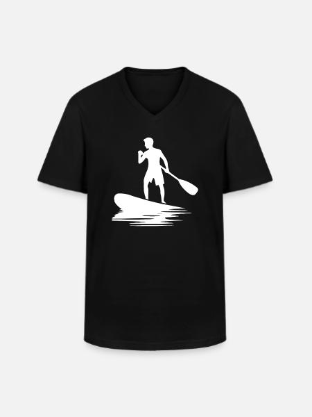 Stand Up Paddling padleteknik på vandet - Klassisk herre T-shirt med V-udskæring - sort