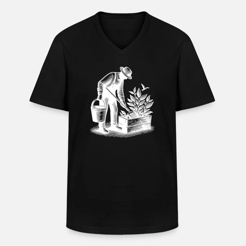 Hobbygärtner bei Gartenarbeit - Männer-T-Shirt mit V-Ausschnitt - Schwarz
