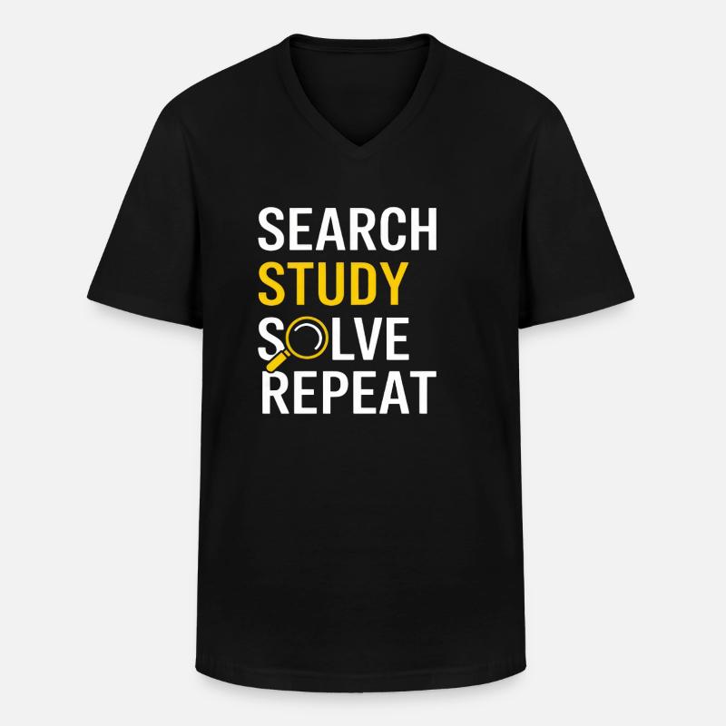 Search Study Solve Repeat - Männer-T-Shirt mit V-Ausschnitt - Schwarz