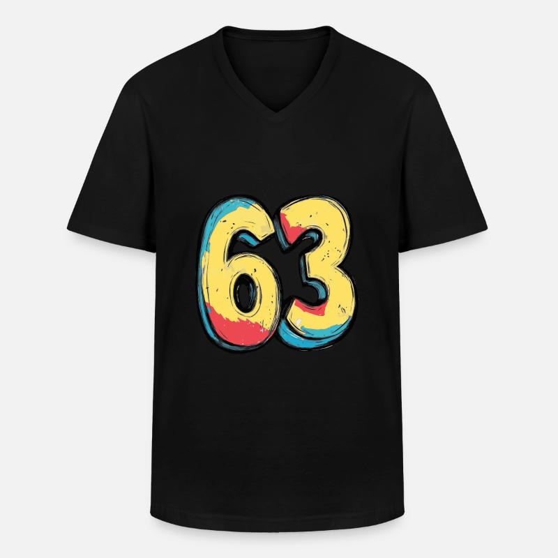 63 Number Comic - Men's V-Neck T-Shirt - black