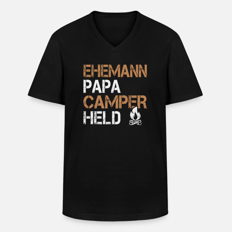 Camping Ehemann Papa Camper Held Wohnmobil - Männer-T-Shirt mit V-Ausschnitt - Schwarz