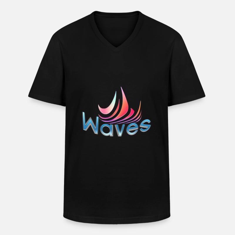 Waves Design - Männer-T-Shirt mit V-Ausschnitt - Schwarz