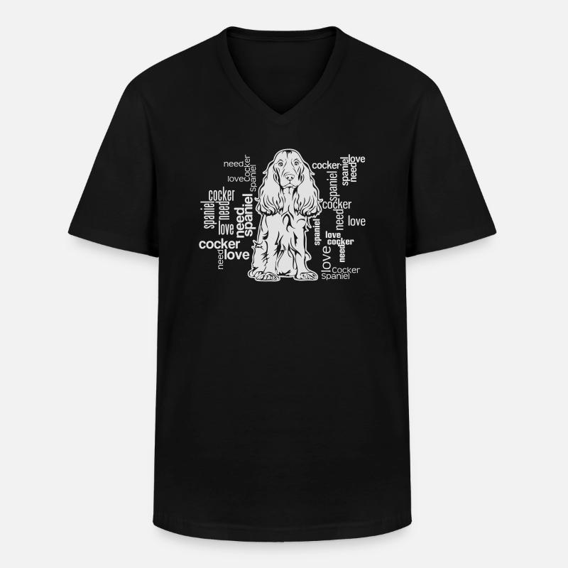 COCKER SPANIEL LOVE - Männer-T-Shirt mit V-Ausschnitt - Schwarz