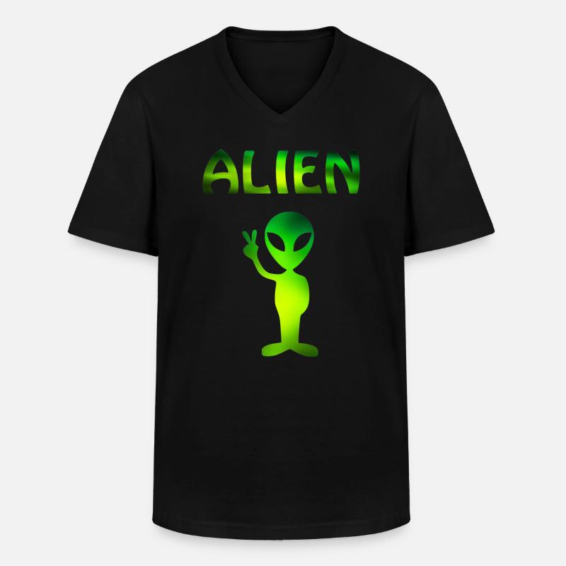 Alien - Männer-T-Shirt mit V-Ausschnitt - Schwarz