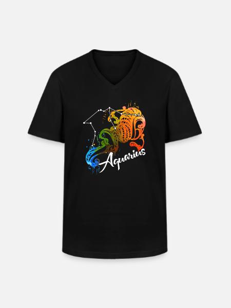 Wassermann WASSERMANN Hemd - Männer-T-Shirt mit V-Ausschnitt - Schwarz
