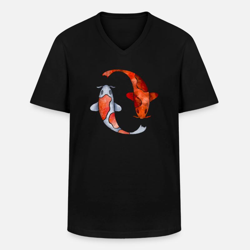 Koi - Männer-T-Shirt mit V-Ausschnitt - Schwarz