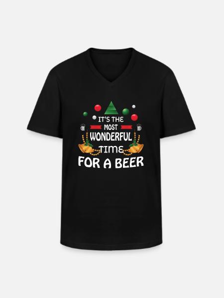 Bière de Noël - T-shirt col V Homme - noir
