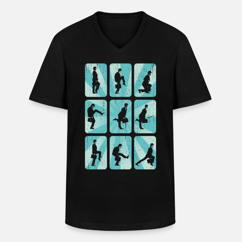 Grafik - Männer-T-Shirt mit V-Ausschnitt - Schwarz