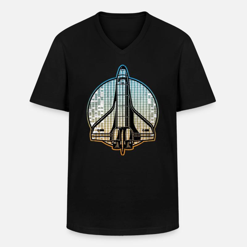 spaceship space shuttle - Männer-T-Shirt mit V-Ausschnitt - Schwarz