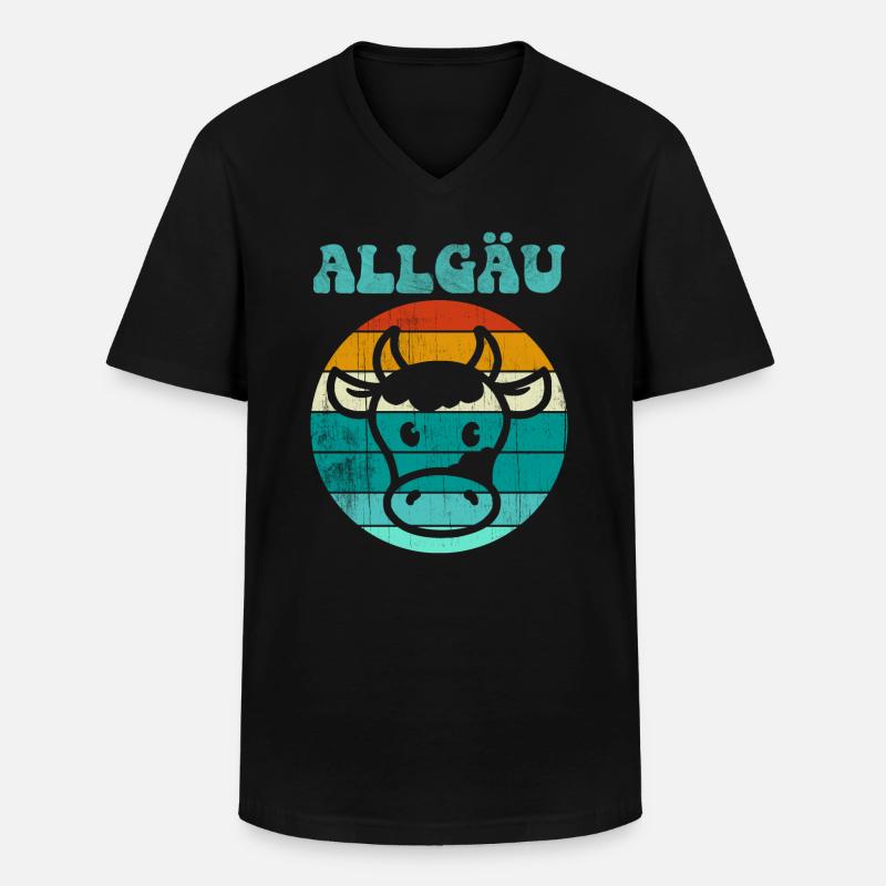Allgäu Kuh - Männer-T-Shirt mit V-Ausschnitt - Schwarz