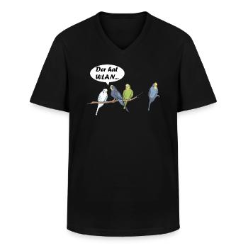 Der hat wlan Wellensittich lustige Sprüche Tiere - Männer-T-Shirt mit V-Ausschnitt - Schwarz - Vorne - AI Model Male 178 dark (178cm)