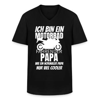 Motorrad fahrender Papa cooler als ein normaler - Männer-T-Shirt mit V-Ausschnitt - Schwarz - Vorne - AI Model Male 178 dark (178cm)