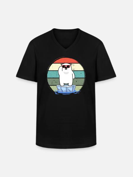 eisbader winterbader winterschwimmer eisbär retro - Men's V-Neck T-Shirt - black