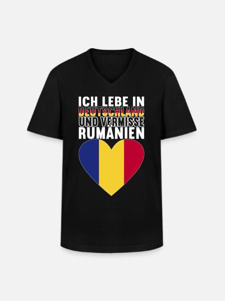 Rumänien Rumänische Flagge - Männer-T-Shirt mit V-Ausschnitt - Schwarz