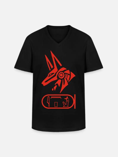God Anubis (red) - Men's V-Neck T-Shirt - black