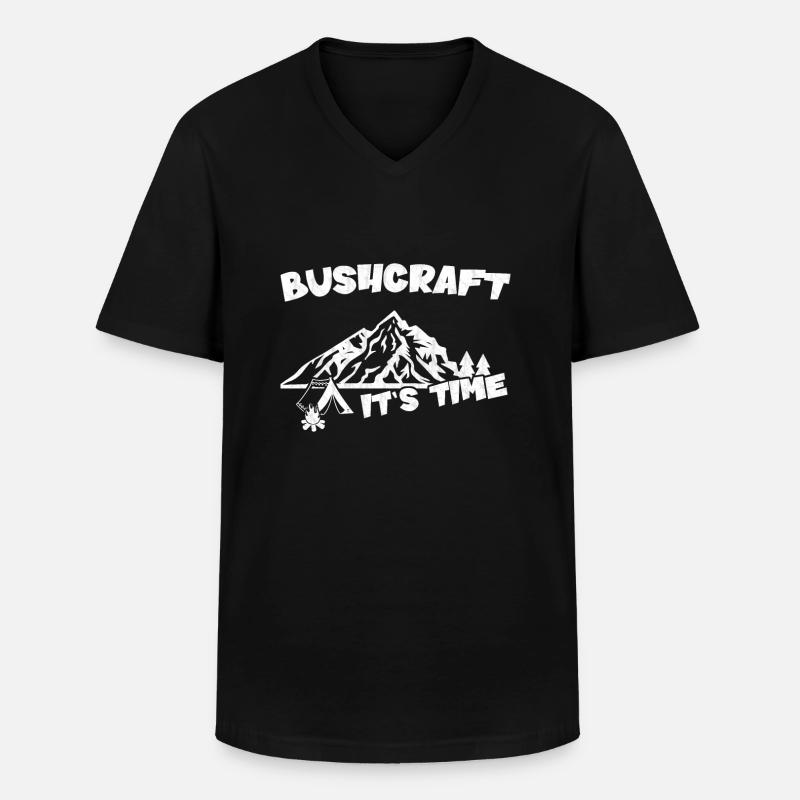 Il est temps / Bushcraft - T-shirt col V Homme - noir