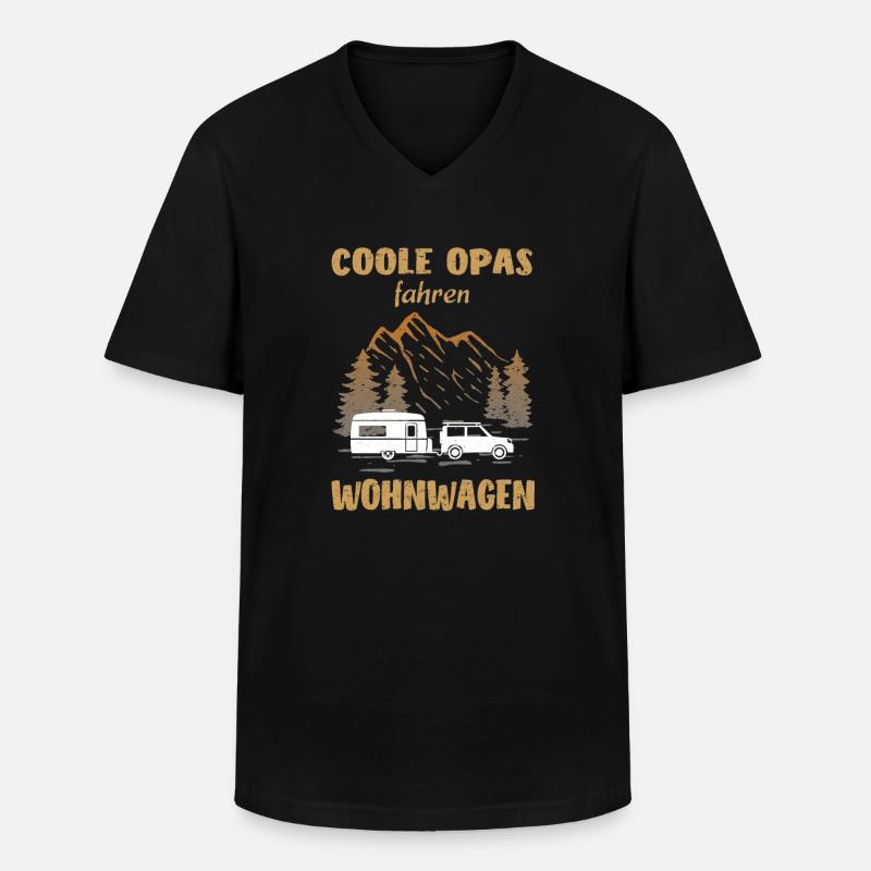 Opa Wohnwagen Camping - Männer-T-Shirt mit V-Ausschnitt - Schwarz